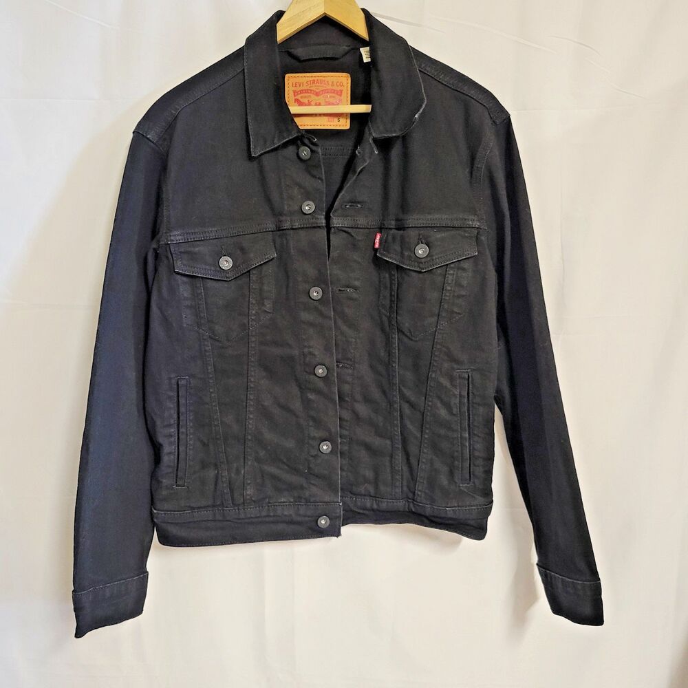 Levi Strauss & Co. Black Denim Trucker Jacket Men Size S Button Pockets